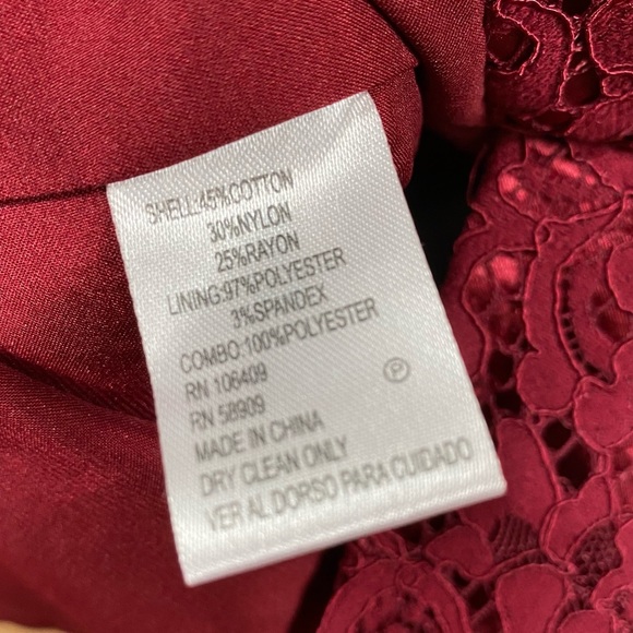 Antonio Melani Burgundy Lace Overlay Dress SZ 8 - Picture 5 of 6